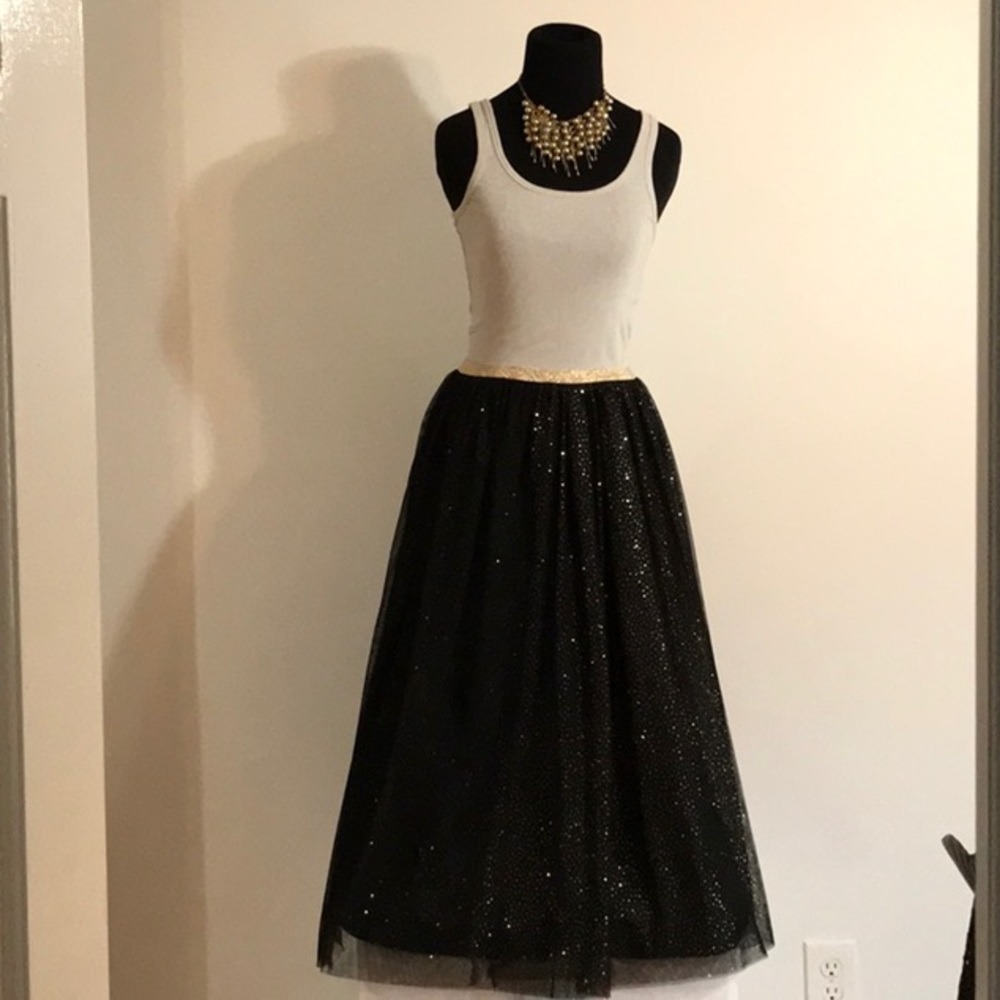 Fancy Black with Gold sparkle dot skirt